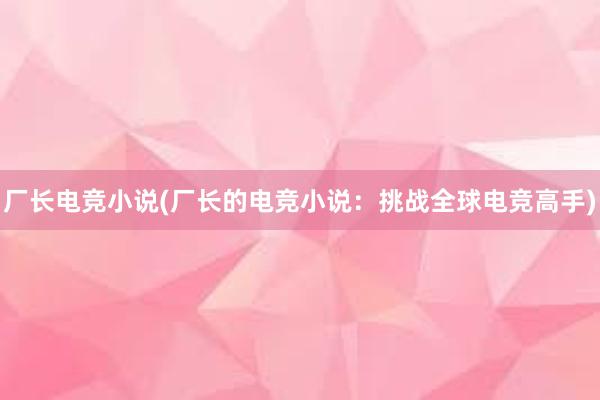 厂长电竞小说(厂长的电竞小说：挑战全球电竞高手)