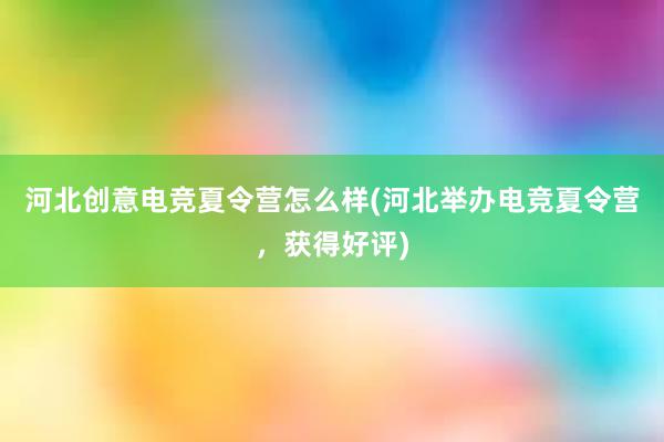 河北创意电竞夏令营怎么样(河北举办电竞夏令营，获得好评)