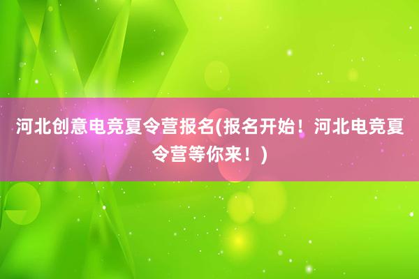 河北创意电竞夏令营报名(报名开始！河北电竞夏令营等你来！)