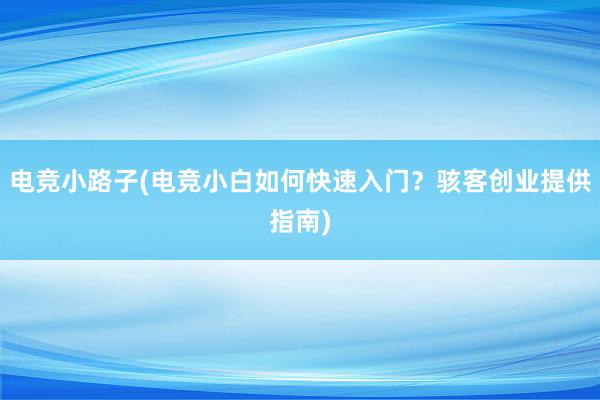 电竞小路子(电竞小白如何快速入门？骇客创业提供指南)