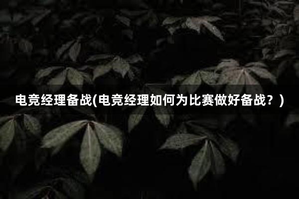 电竞经理备战(电竞经理如何为比赛做好备战？)