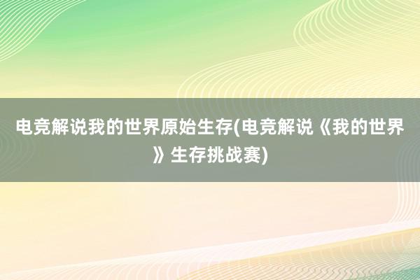 电竞解说我的世界原始生存(电竞解说《我的世界》生存挑战赛)