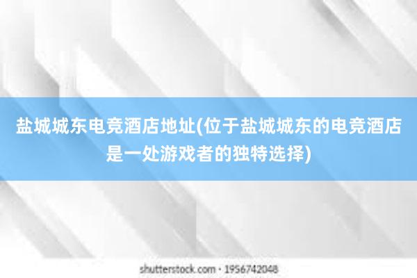 盐城城东电竞酒店地址(位于盐城城东的电竞酒店是一处游戏者的独特选择)