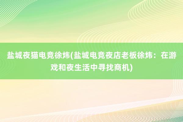 盐城夜猫电竞徐炜(盐城电竞夜店老板徐炜：在游戏和夜生活中寻找商机)