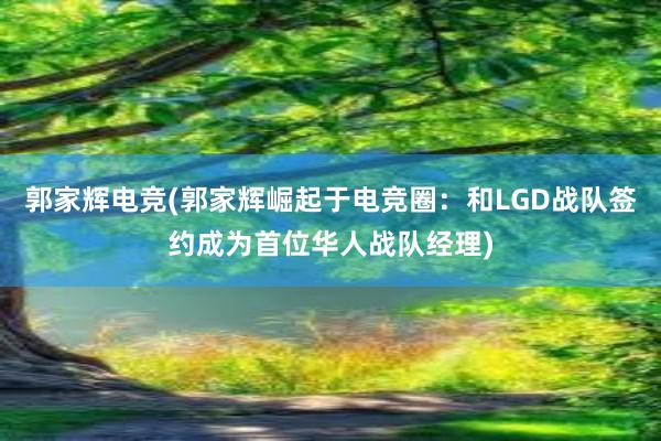 郭家辉电竞(郭家辉崛起于电竞圈：和LGD战队签约成为首位华人战队经理)