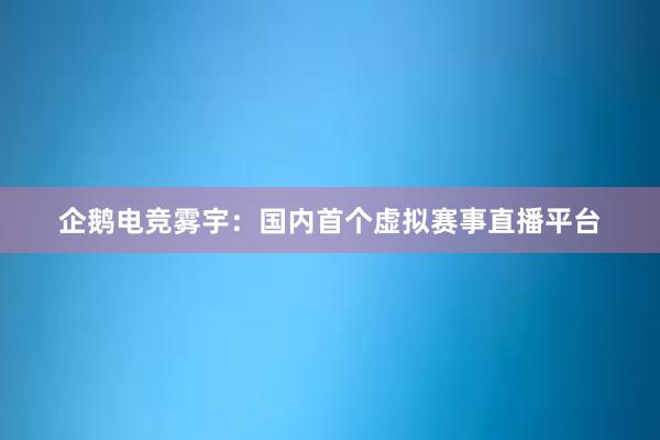 企鹅电竞雾宇：国内首个虚拟赛事直播平台