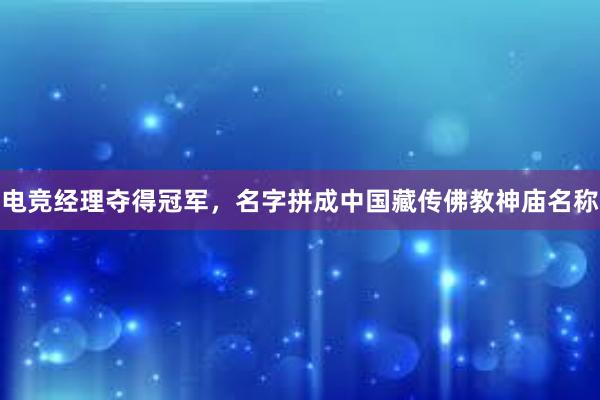 电竞经理夺得冠军，名字拼成中国藏传佛教神庙名称