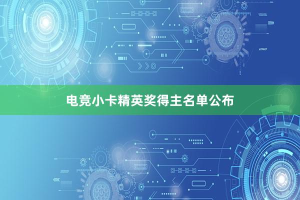 电竞小卡精英奖得主名单公布