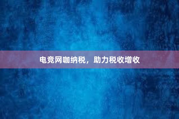 电竞网咖纳税，助力税收增收