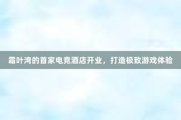 霜叶湾的首家电竞酒店开业，打造极致游戏体验